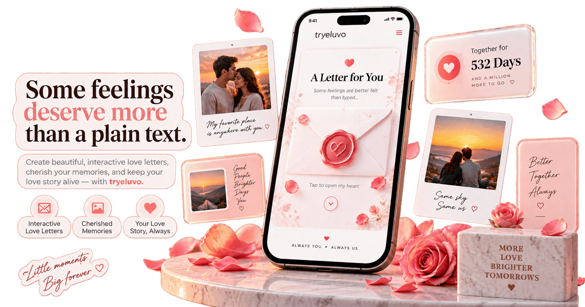 tryeluvo romantic surprise website on laptop and mobile